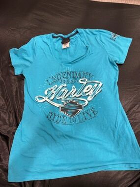 Harley-Davidson Turquoise Script Logo Tee